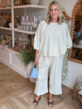 Load image into Gallery viewer, Ivory Checked Oversized Gauze Pants
