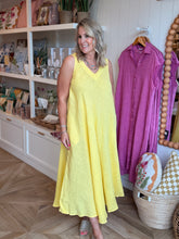 Load image into Gallery viewer, Yellow Linen V-Neck Dress
