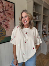 Load image into Gallery viewer, Cherry Embroidery Oversized T-Shirt
