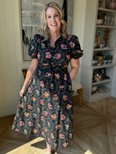 Load image into Gallery viewer, Black Floral Tie Front Maxi Dress
