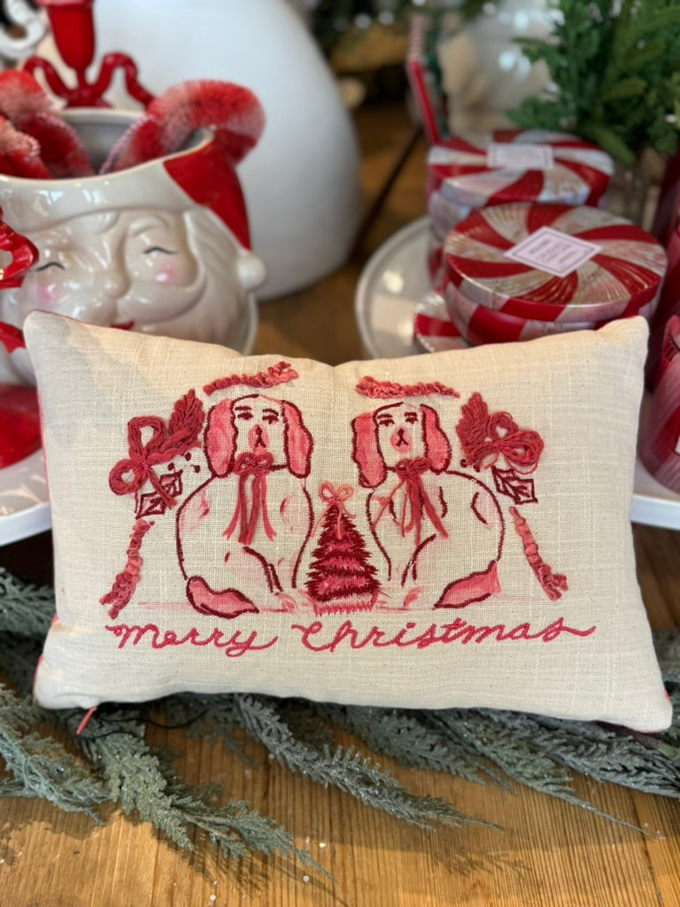 Merry Christmas Chinoiserie Dog Pillow
