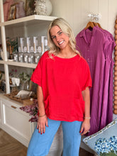 Load image into Gallery viewer, Red Scoop Neck Linen Top
