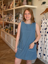 Load image into Gallery viewer, Sleeveless Stripe Denim Mini Dress
