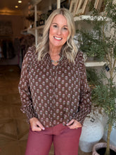 Load image into Gallery viewer, Brown Bloom Floral Print Blouse
