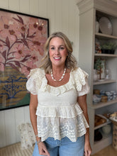 Load image into Gallery viewer, Ivory Floral Embroidered Top
