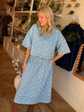 Load image into Gallery viewer, Denim Polka Dot Boxy Top
