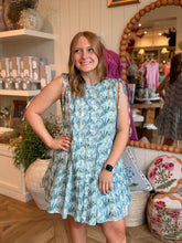 Load image into Gallery viewer, Teal Seashell Tiered Mini Dress
