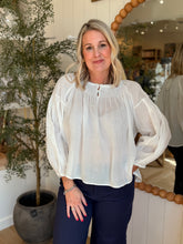 Load image into Gallery viewer, White Peasant Linen Blouse
