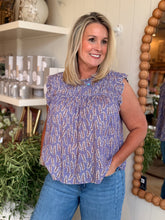 Load image into Gallery viewer, Wisteria Floral Ruffled Mock Top
