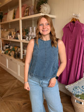 Load image into Gallery viewer, Sleeveless Denim Swing Top
