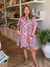 Load image into Gallery viewer, Pink &amp; Green Floral Shirt Dress
