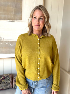 Dijon Yellow Button Down Cardigan
