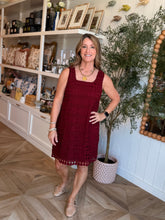 Load image into Gallery viewer, Wine 2 Layer Knit Shift Dress
