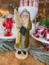 Load image into Gallery viewer, Olive Green Velvet Santa W/ Sisal Tree

