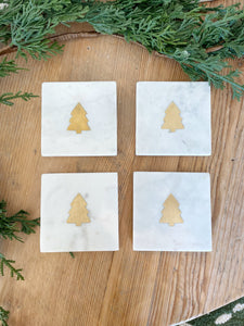 Marble Coasters with Gold Tree Inlay