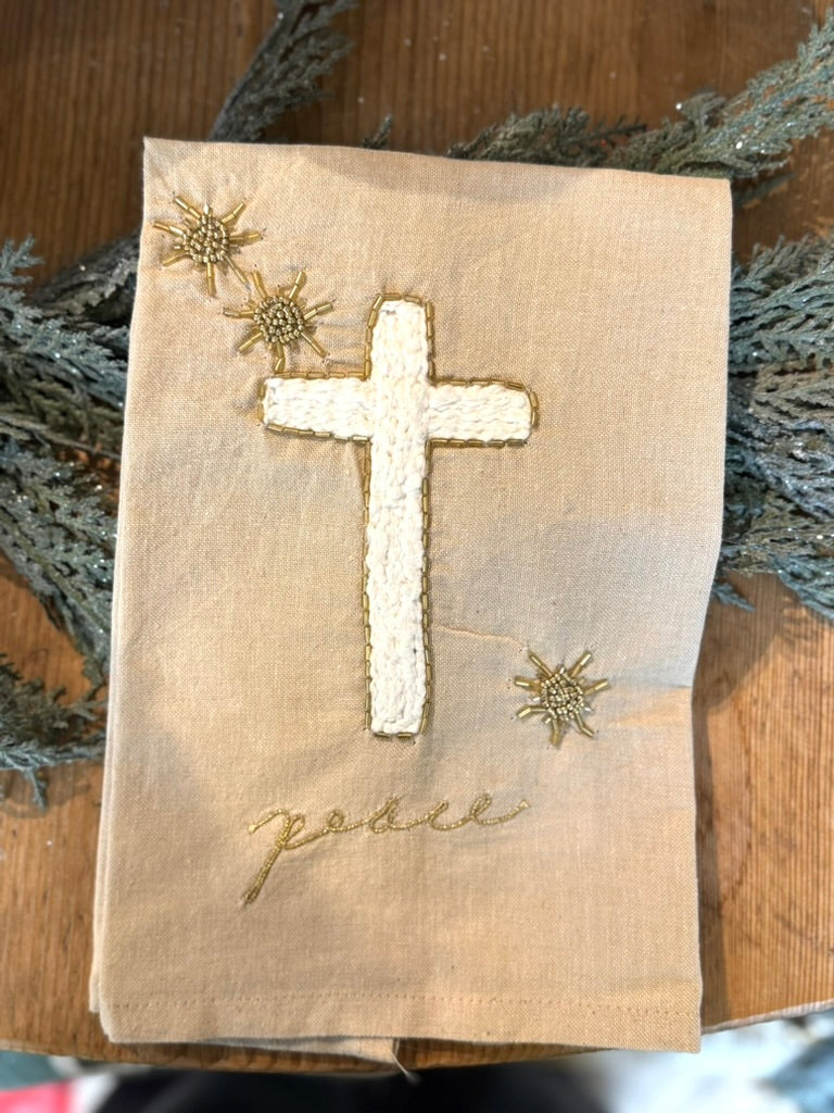 Gold Beaded Embroidered Towels