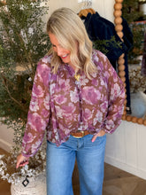 Load image into Gallery viewer, Orchid Brown Floral Tie Front Blouse
