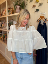 Load image into Gallery viewer, White Cotton Tiered Blouse

