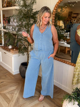 Load image into Gallery viewer, Light Blue Dye Washed Knit Pants
