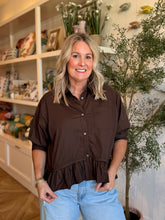 Load image into Gallery viewer, Brown Peplum Shirt
