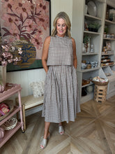 Load image into Gallery viewer, Mocha Gingham Midi Skirt
