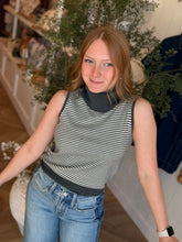 Load image into Gallery viewer, Charcoal Striped Turtleneck Sweater Vest
