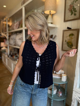 Load image into Gallery viewer, Navy Crocheted Sweater Vest
