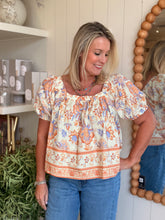 Load image into Gallery viewer, Rust Bloom Square Neck Blouse
