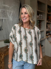 Load image into Gallery viewer, Green Print Short Sleeve Blouse
