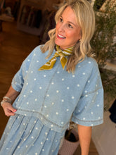 Load image into Gallery viewer, Denim Polka Dot Boxy Top
