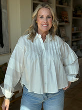 Load image into Gallery viewer, Ivory Pleated Button Down Blouse
