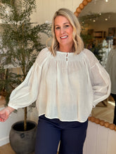 Load image into Gallery viewer, White Peasant Linen Blouse
