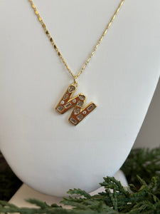 18K Ann Initial CZ Necklace