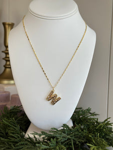 18K Ann Initial CZ Necklace