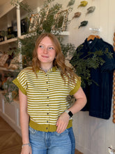 Load image into Gallery viewer, Martini Olive Stripe Sleeveless Sweater
