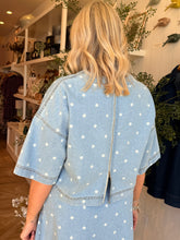 Load image into Gallery viewer, Denim Polka Dot Boxy Top
