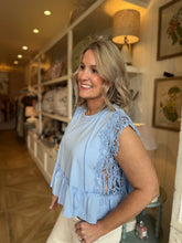 Load image into Gallery viewer, Periwinkle Lace Trim Top
