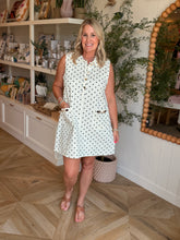 Load image into Gallery viewer, Off White Polka Dot Denim Dress
