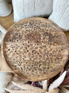 Round Wood Etched Tray
