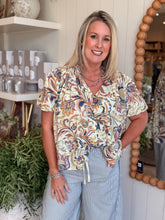 Load image into Gallery viewer, Pearl Floral V-Neck Blouse
