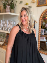 Load image into Gallery viewer, Black Ball Trim Maxi Dress
