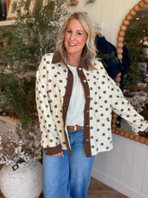 Load image into Gallery viewer, Oatmeal Jacket w/ Brown Polka Dots

