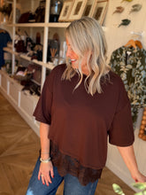 Load image into Gallery viewer, Cocoa Brown Soft Asymetrical Lace Top
