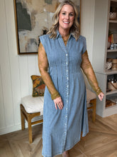 Load image into Gallery viewer, Cap Sleeve Denim Dress
