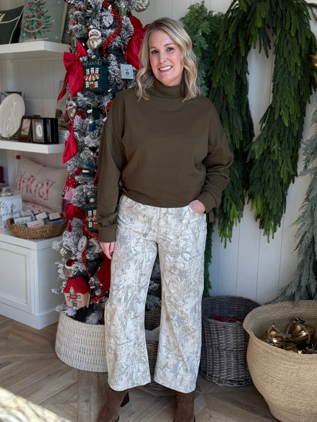 Neutral Camo Barrel Jeans