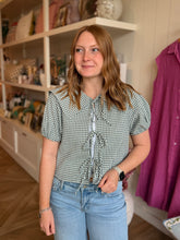 Load image into Gallery viewer, Blue Gingham Tie Front Top

