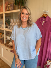 Load image into Gallery viewer, Kentucky Blue Scoop Neck Linen Top
