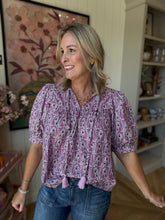 Load image into Gallery viewer, Mauve Print Smock Top with Tassel

