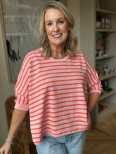 Load image into Gallery viewer, Pink &amp; Coral Stripe Boxy Top
