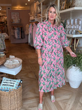 Load image into Gallery viewer, Pink Botanical Midi Dress
